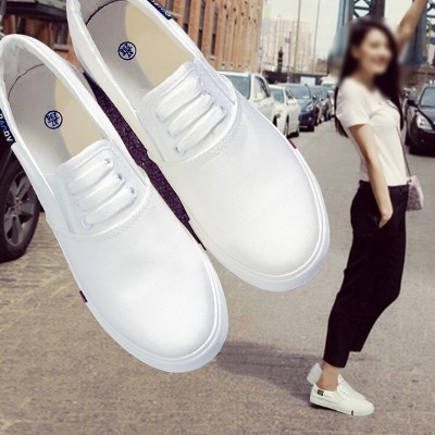 In summer  canvas shoes casual shoes shoes slip on loafer flat white shoe all-match Korean Students