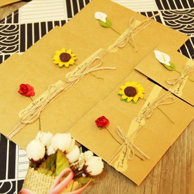 DIY retro handmade greeting cards, kraft paper, dried flowers cards, birthday cards, Valentine's Day cards