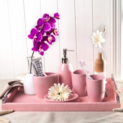 European style bathroom, five piece set of ceramic originality, simple wedding gift, bathroom product, tooth cup, gargle cup, wash suit