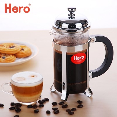 The hero method pressure pot stainless steel coffee pot home French tea maker coffee filter press glass filter cup