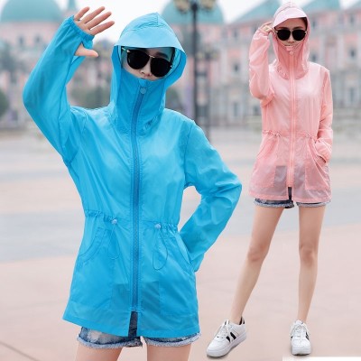 Sun clothing lady  summer new Korean version, long, loose big yards, outdoor thin paragraph, beach sunscreen jacket