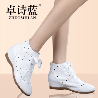, spring and summer new increase in women's boots, leather boots, hollow Martin boots, nurse shoes, white boots, small yards