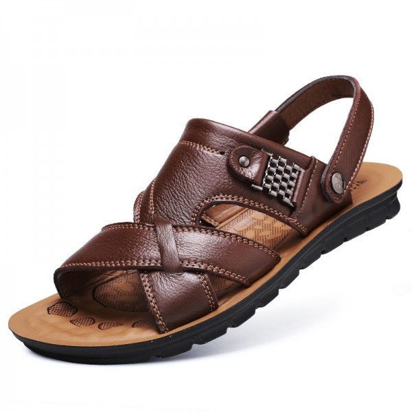 old leather sandals